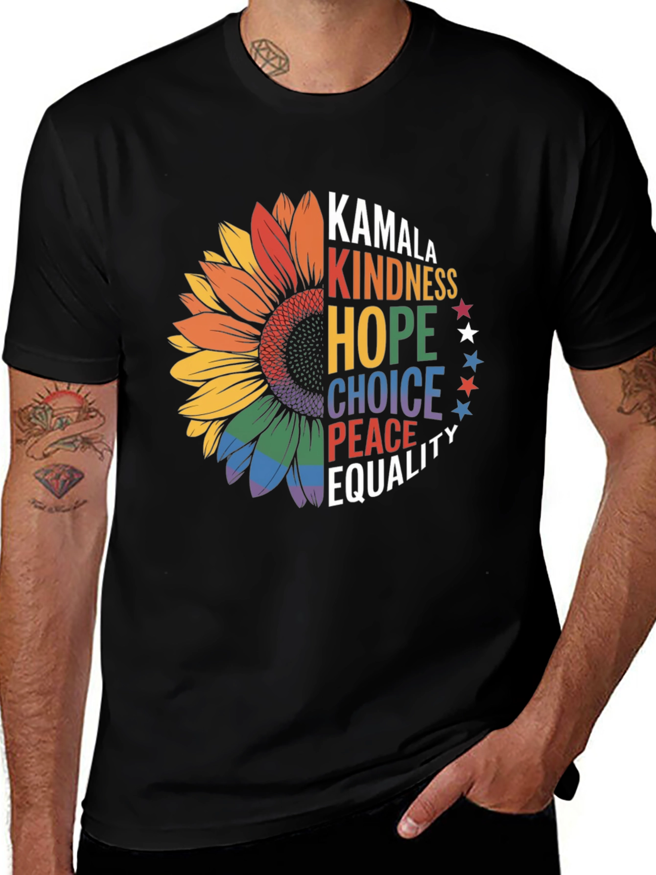 Variant 30 of Equality Sunflower Tee: Kamala, Kindness, Hope, Peace