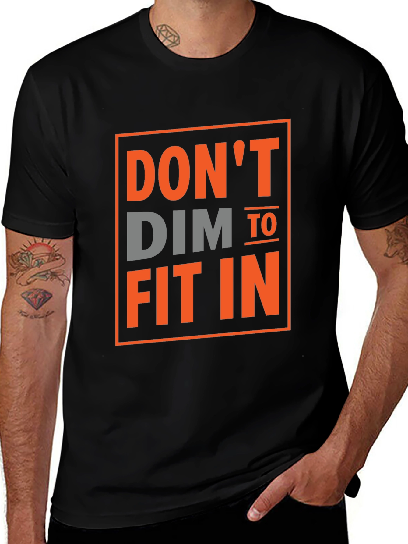 Variant 10 of Don't Dim To Fit In Graphic Tee - Black Cotton T-Shirt