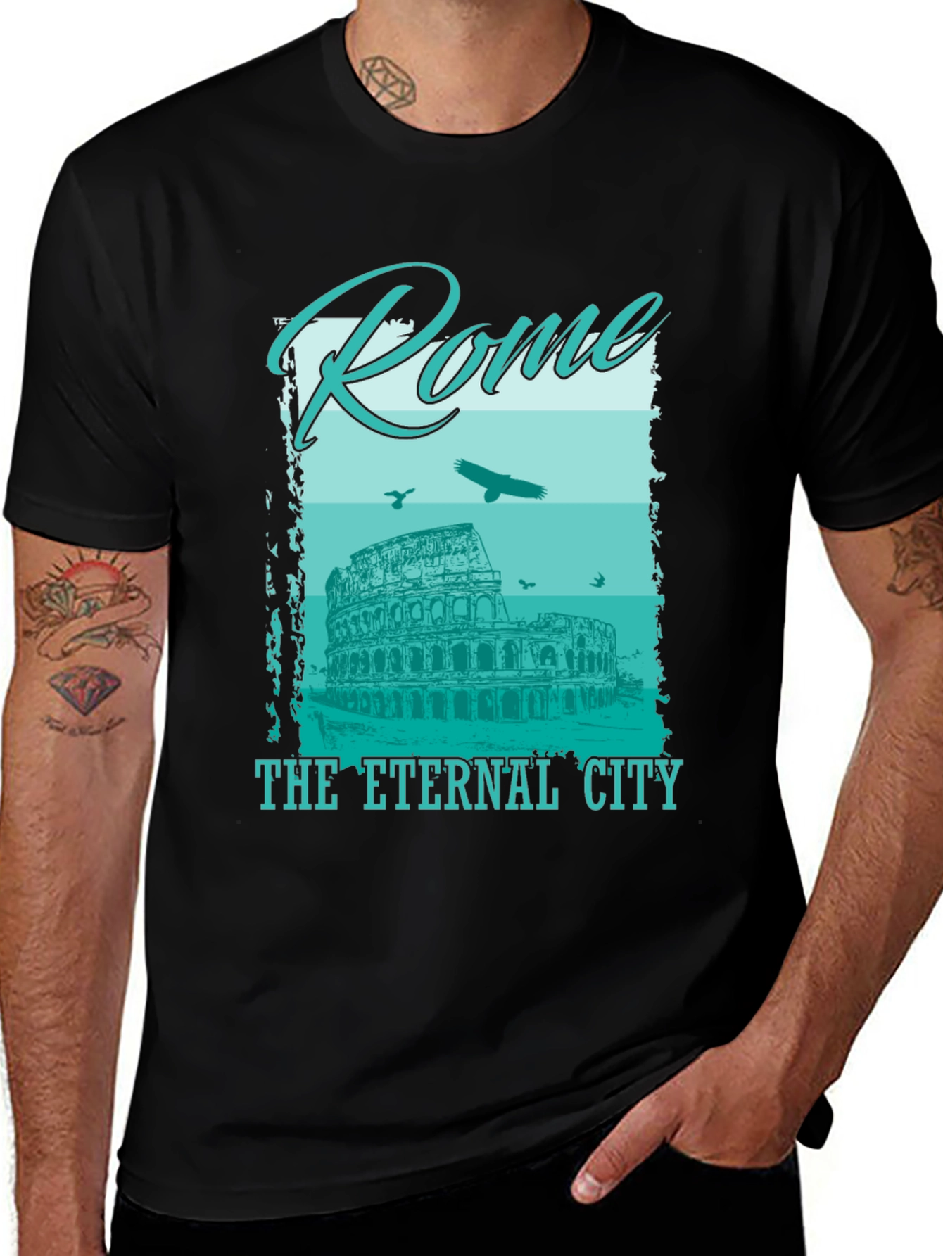 Rome Eternal City Graphic T-Shirt - Black
