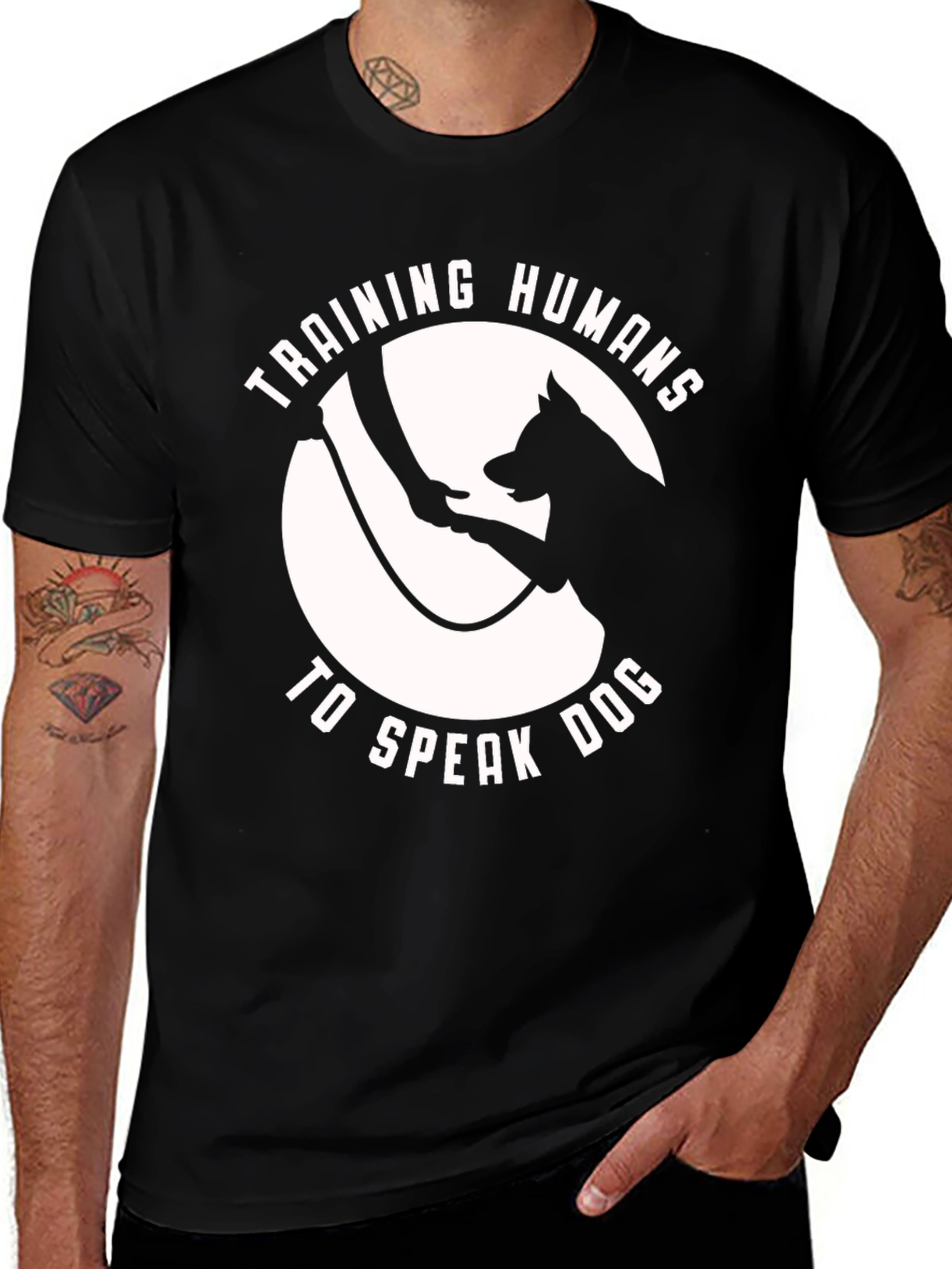 Variant 21 of Training Humans to Speak Dog T-Shirt - Black