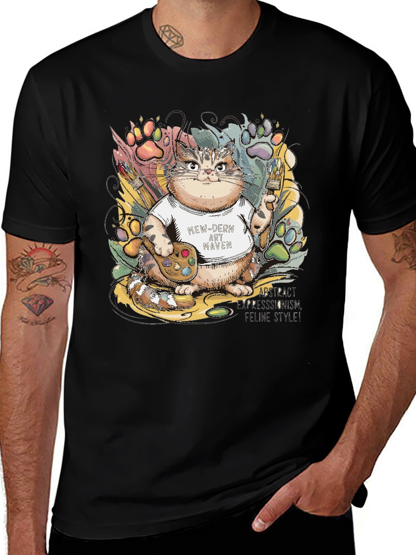 Variant 15 of Cat Artist T-Shirt - Feline Art Lover Tee
