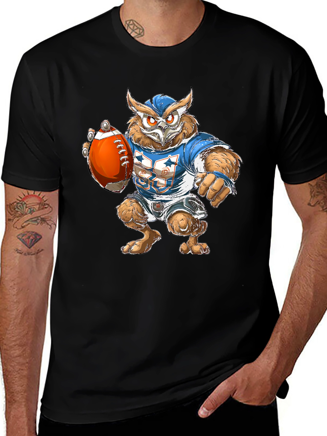 Variant 5 of Owl Football Player Graphic Tee