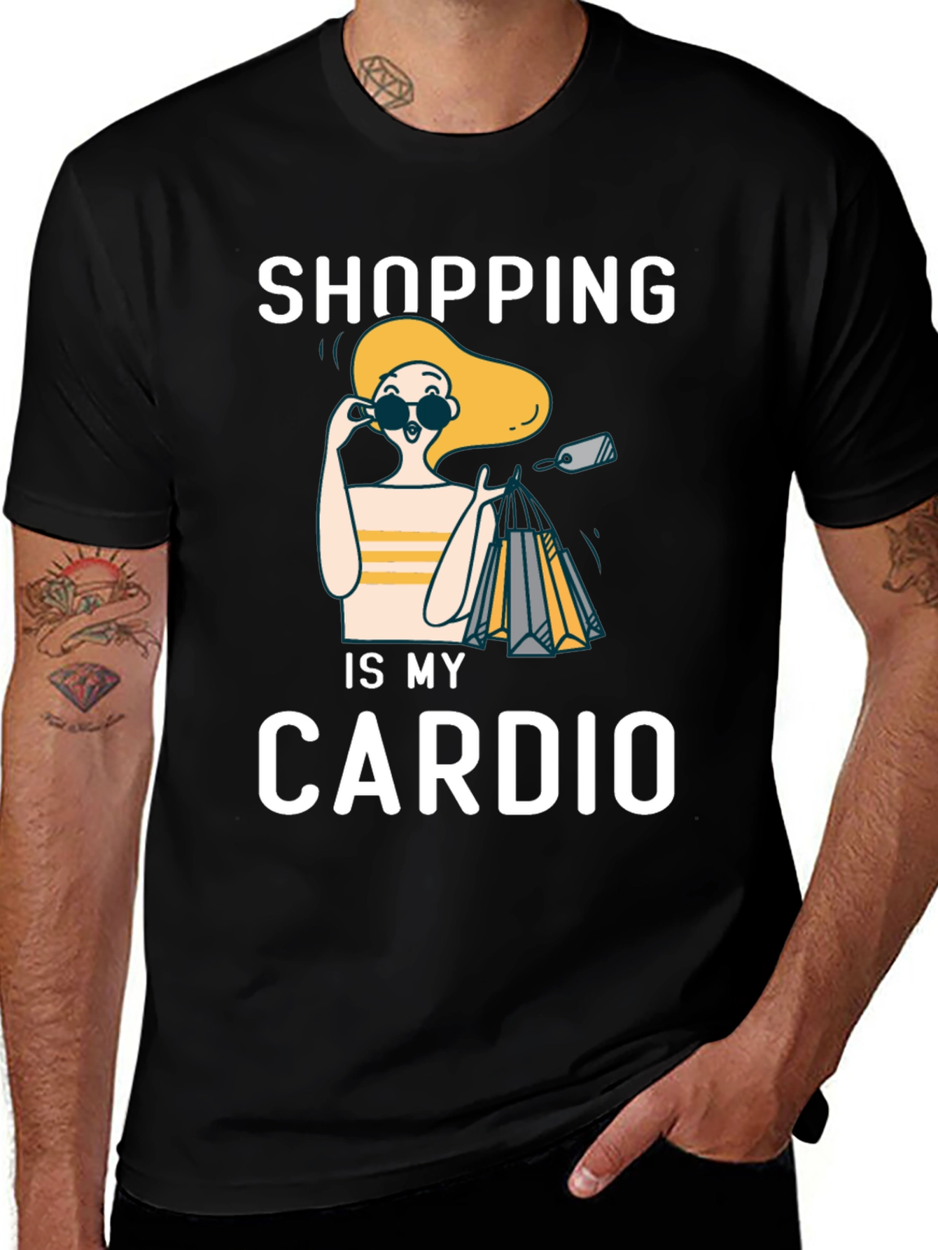 Black Shopping is My Cardio Graphic Tee main image