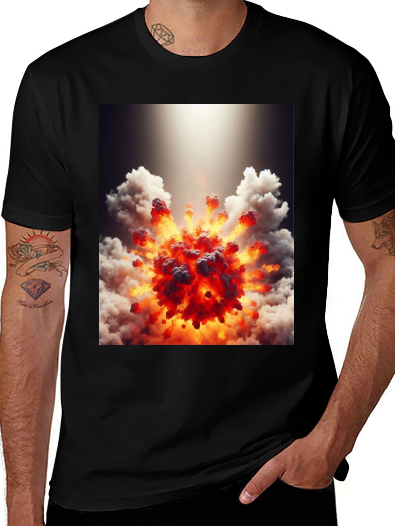 Variant 22 of Explosion Graphic Tee - Bold Black Cotton T-Shirt
