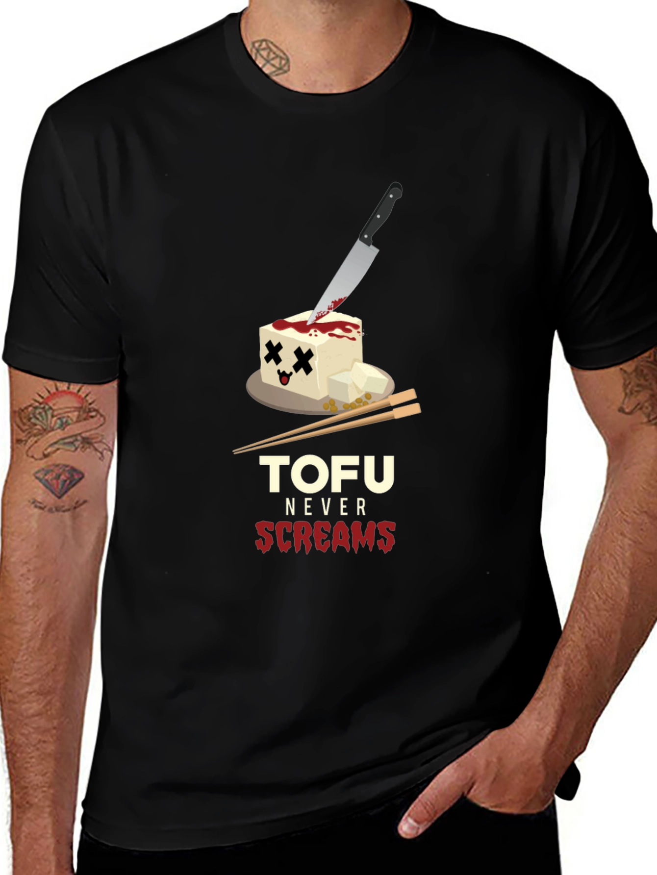 Variant 7 of Tofu Never Screams Graphic Tee - Vegan Humor