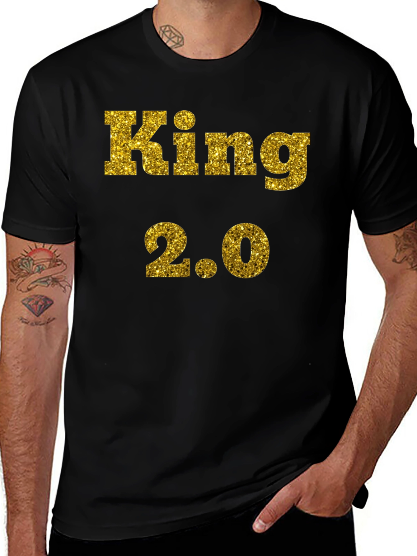 Variant 22 of King 2.0 Glitter Print T-Shirt - Black
