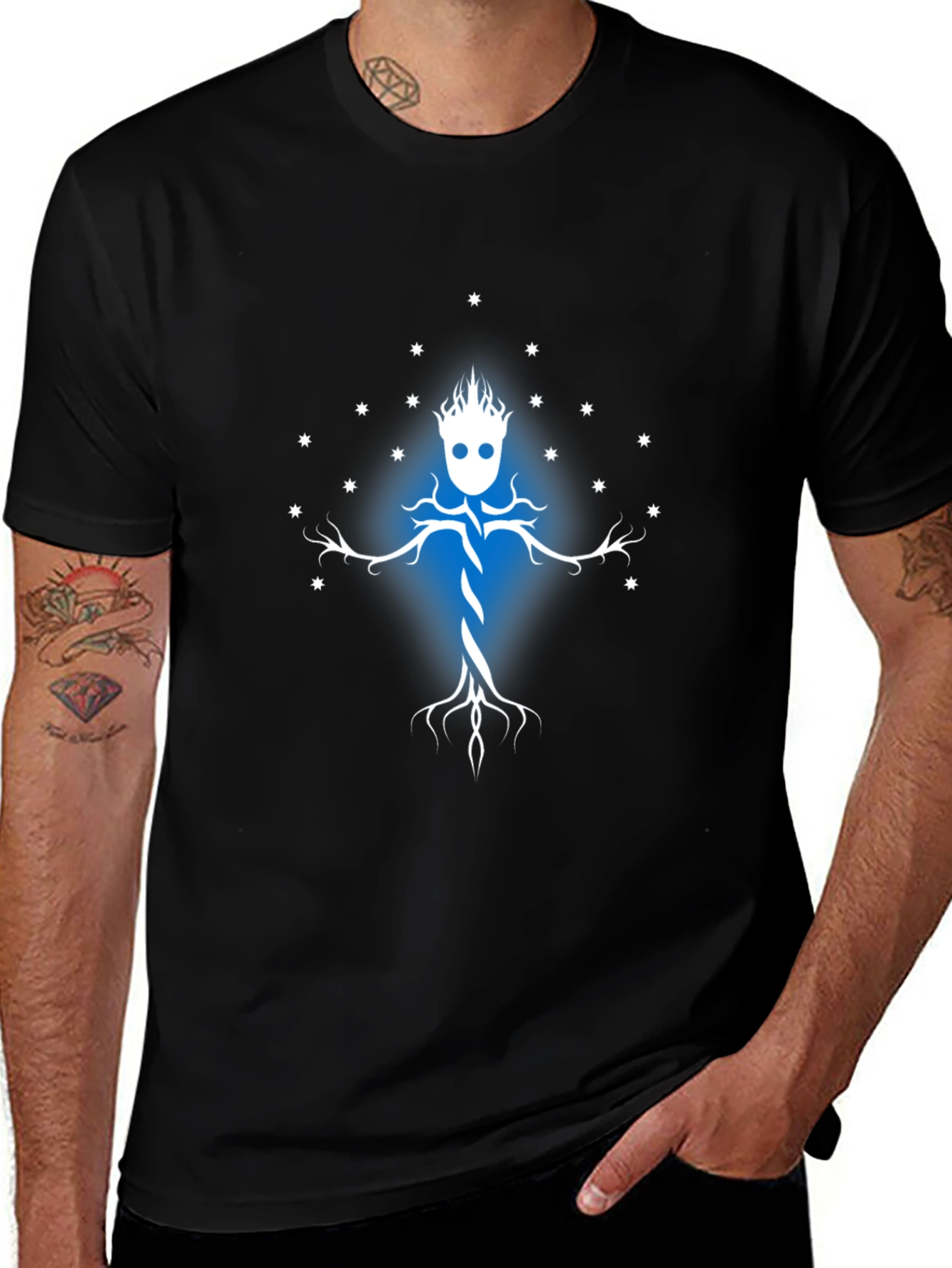 Groot Silhouette Graphic Tee - Black Cotton Blend Shirt