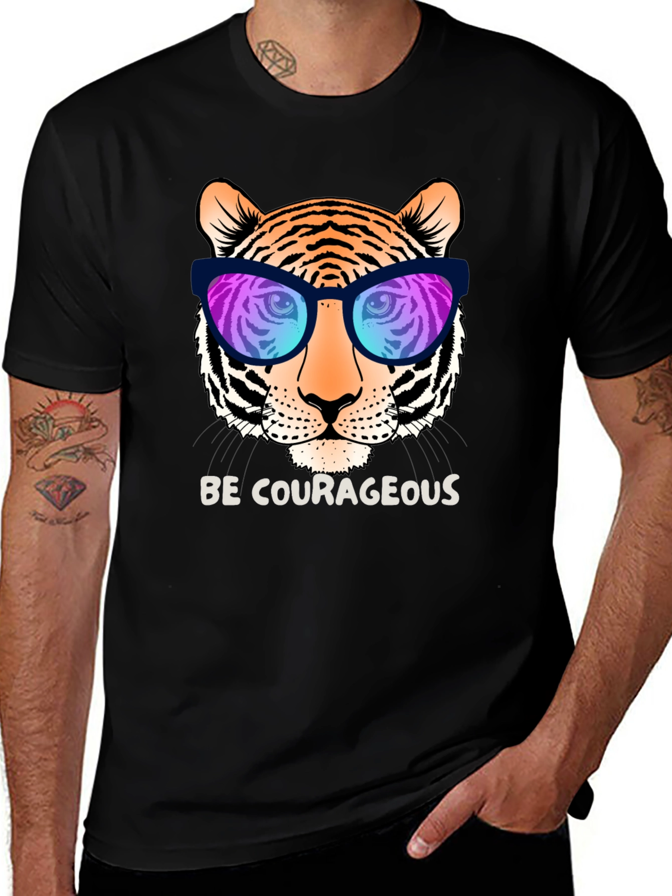 Variant 2 of Cool Tiger Graphic Tee - Be Courageous!