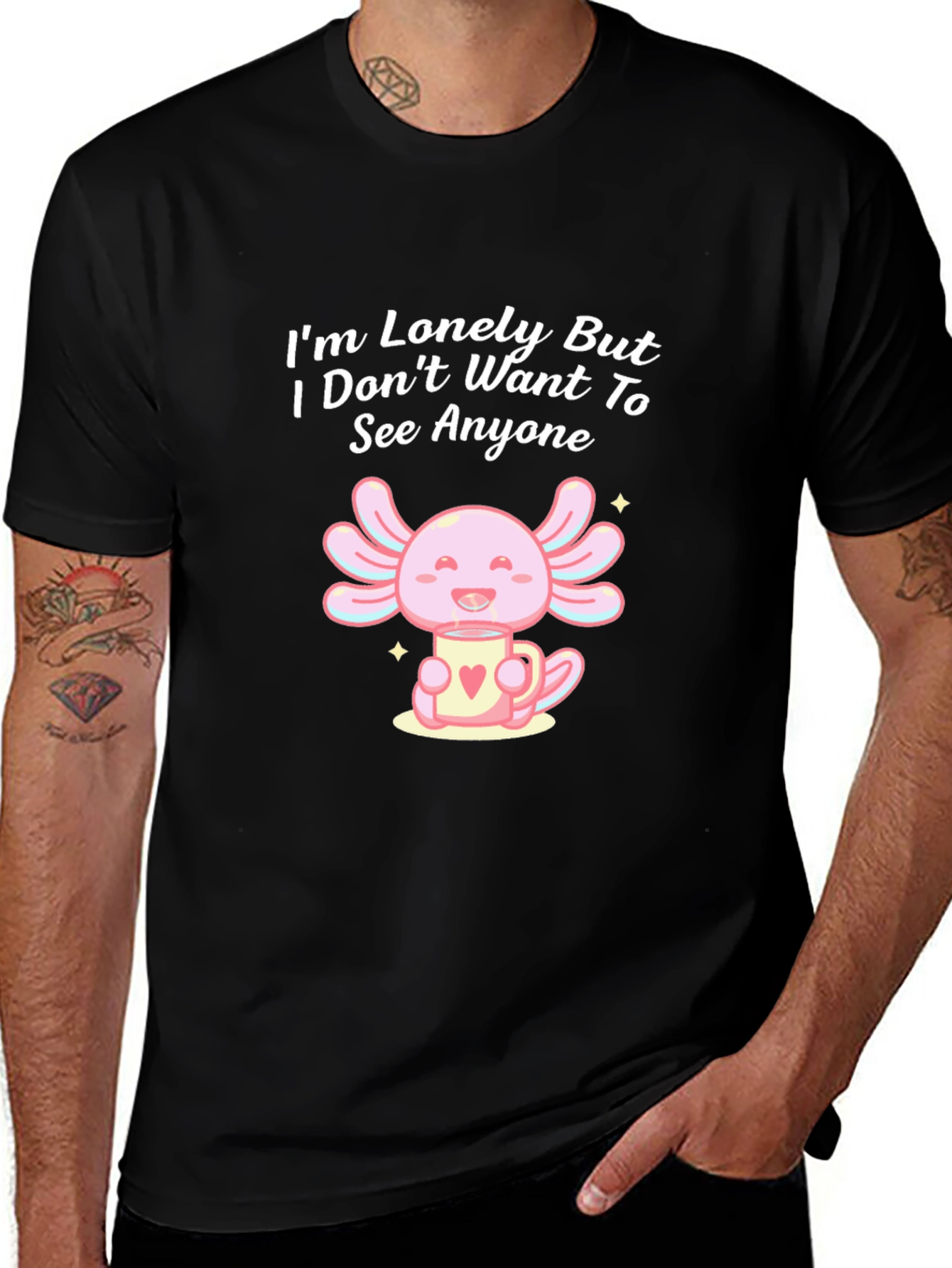 Variant 7 of Lonely Axolotl T-Shirt: Cute Introvert Tee