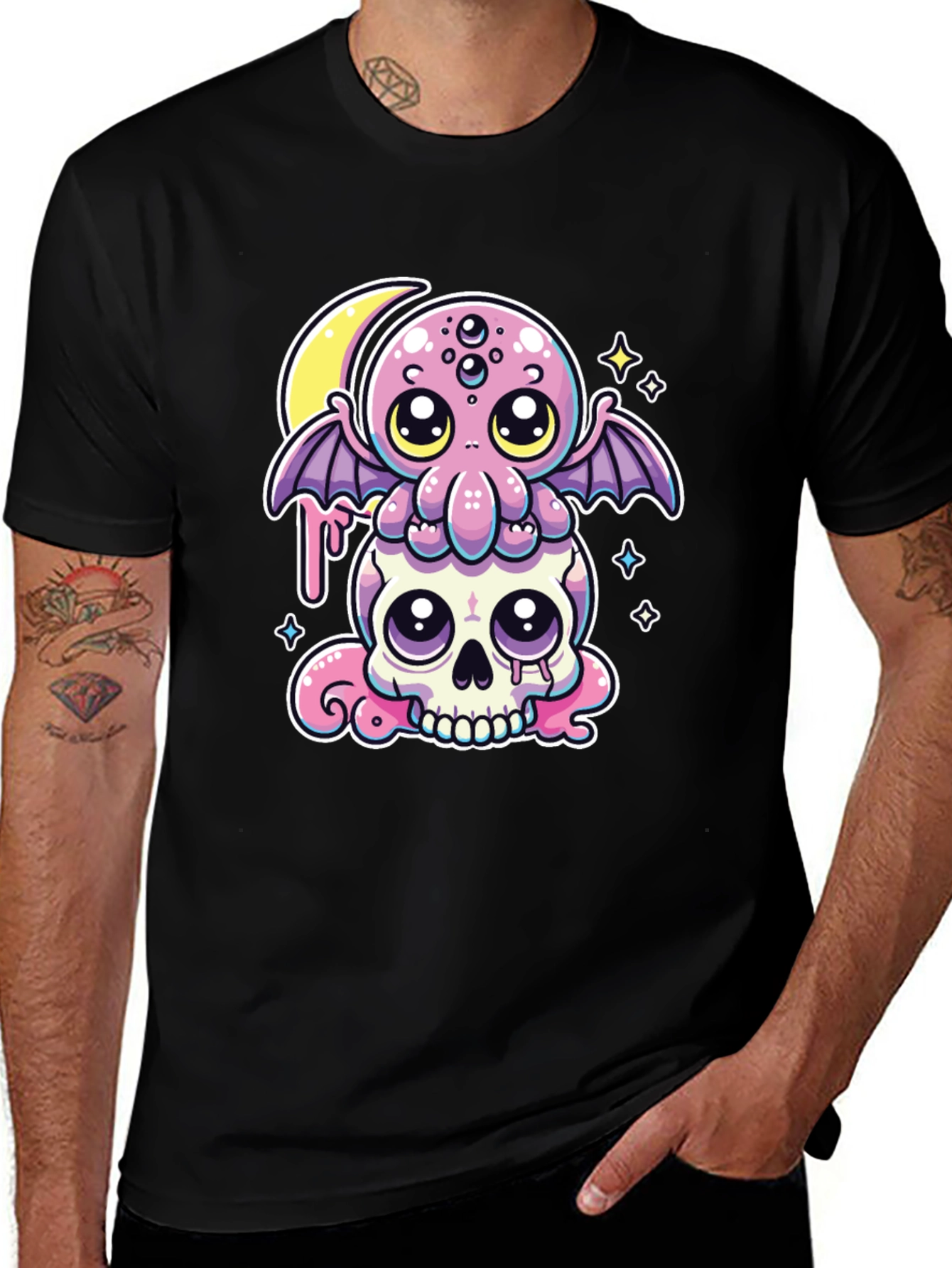 Variant 24 of Gothic Octopus on Skull T-Shirt