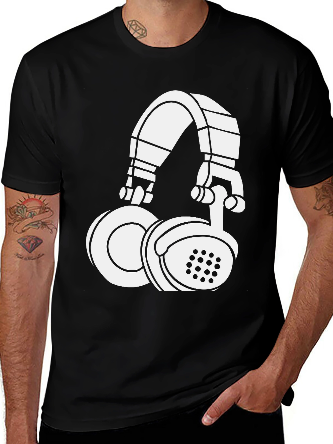 Variant 6 of Headphone Graphic Tee - Classic Black T-Shirt