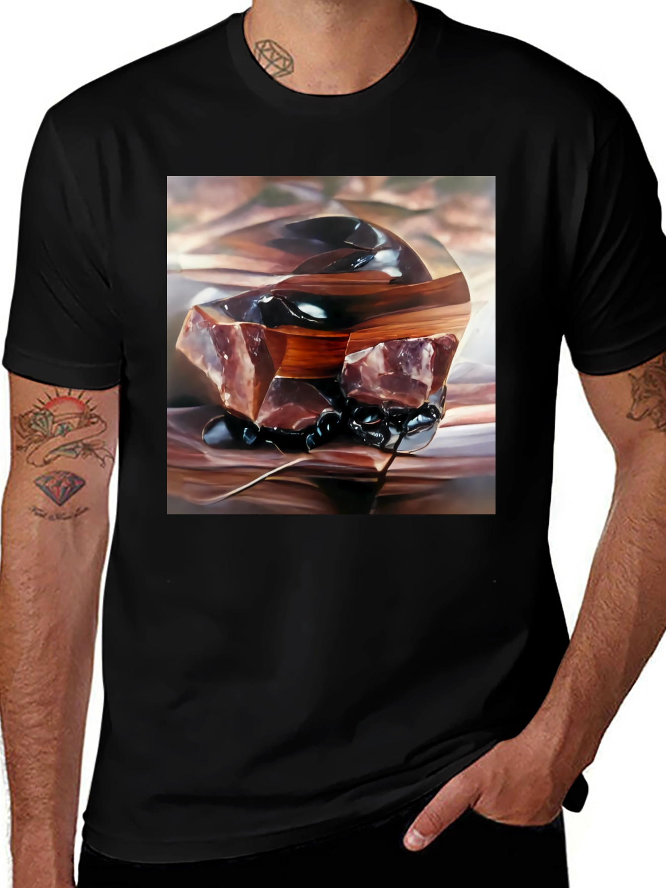 Variant 7 of Abstract Food Art Black T-Shirt