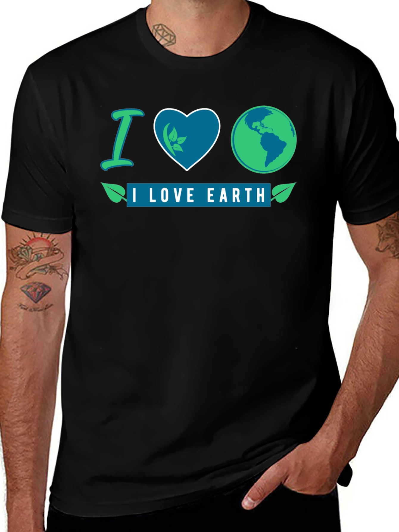 Variant 23 of I Love Earth Black Graphic T-Shirt