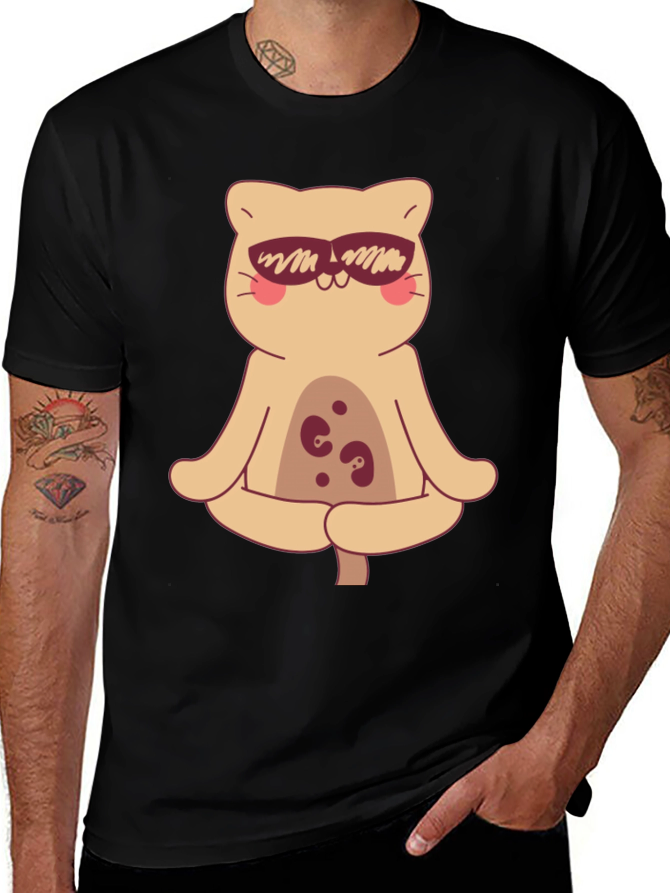 Variant 28 of Cool Cat Meditating T-Shirt