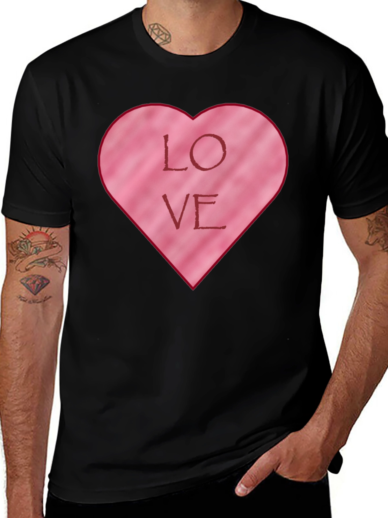 Variant 19 of Love Heart Graphic Tee - Black Casual T-Shirt