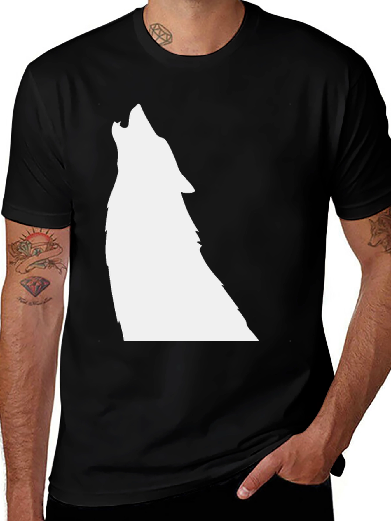 Variant 29 of Black T-Shirt with Wolf Graphic