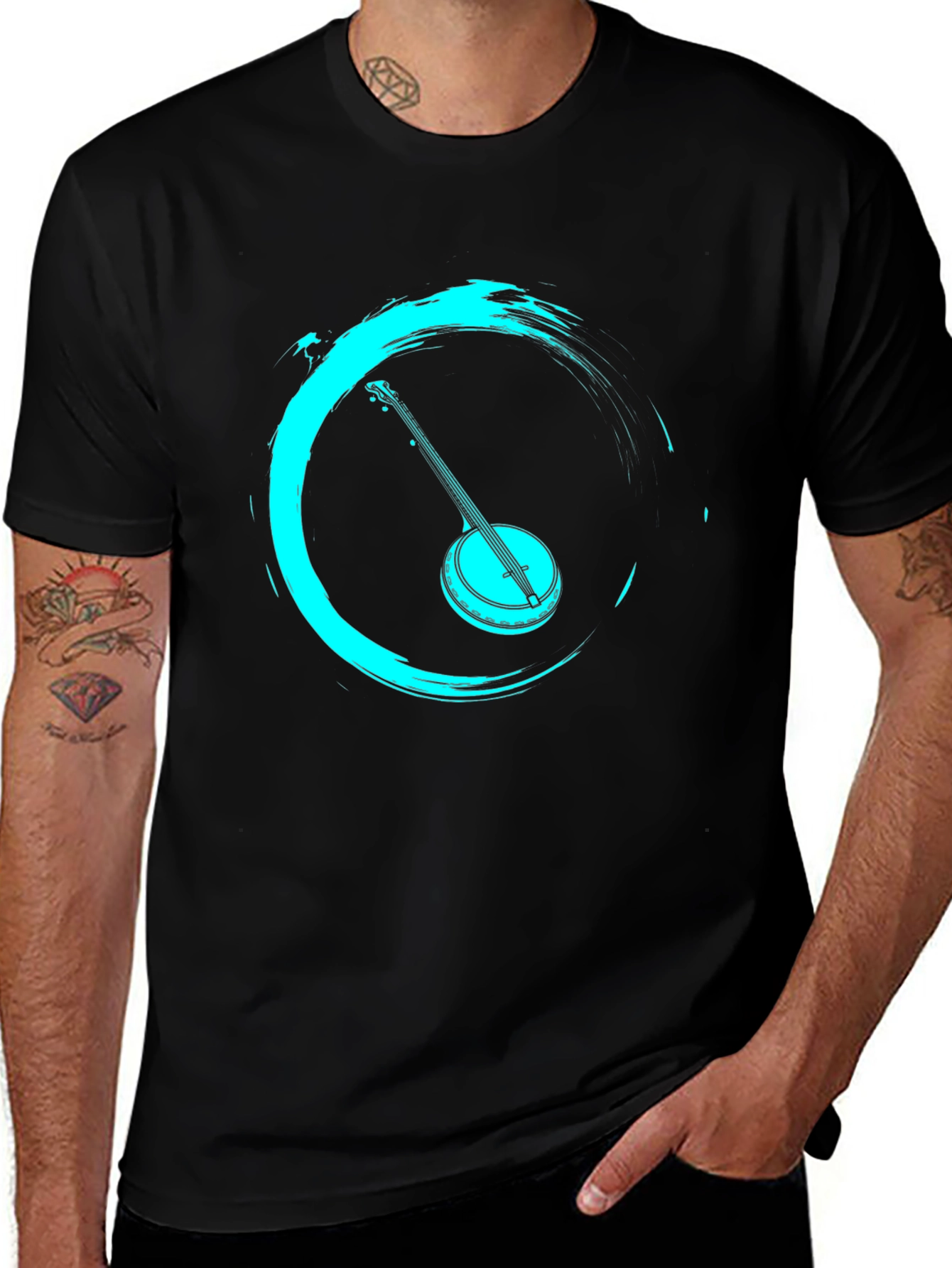Variant 17 of Zen Banjo Graphic Tee - Black Cotton T-Shirt