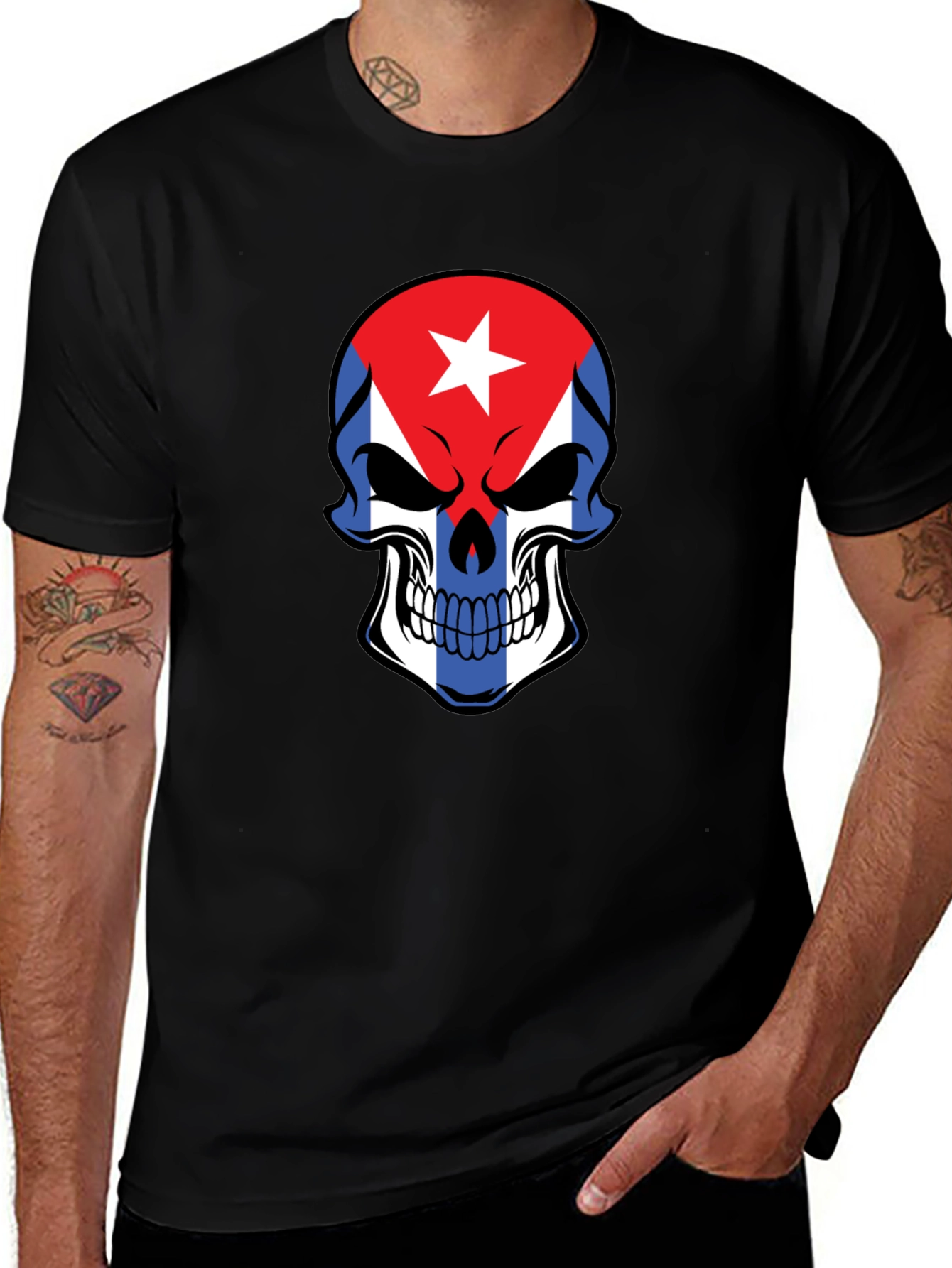 Cuban Flag Skull Graphic Tee