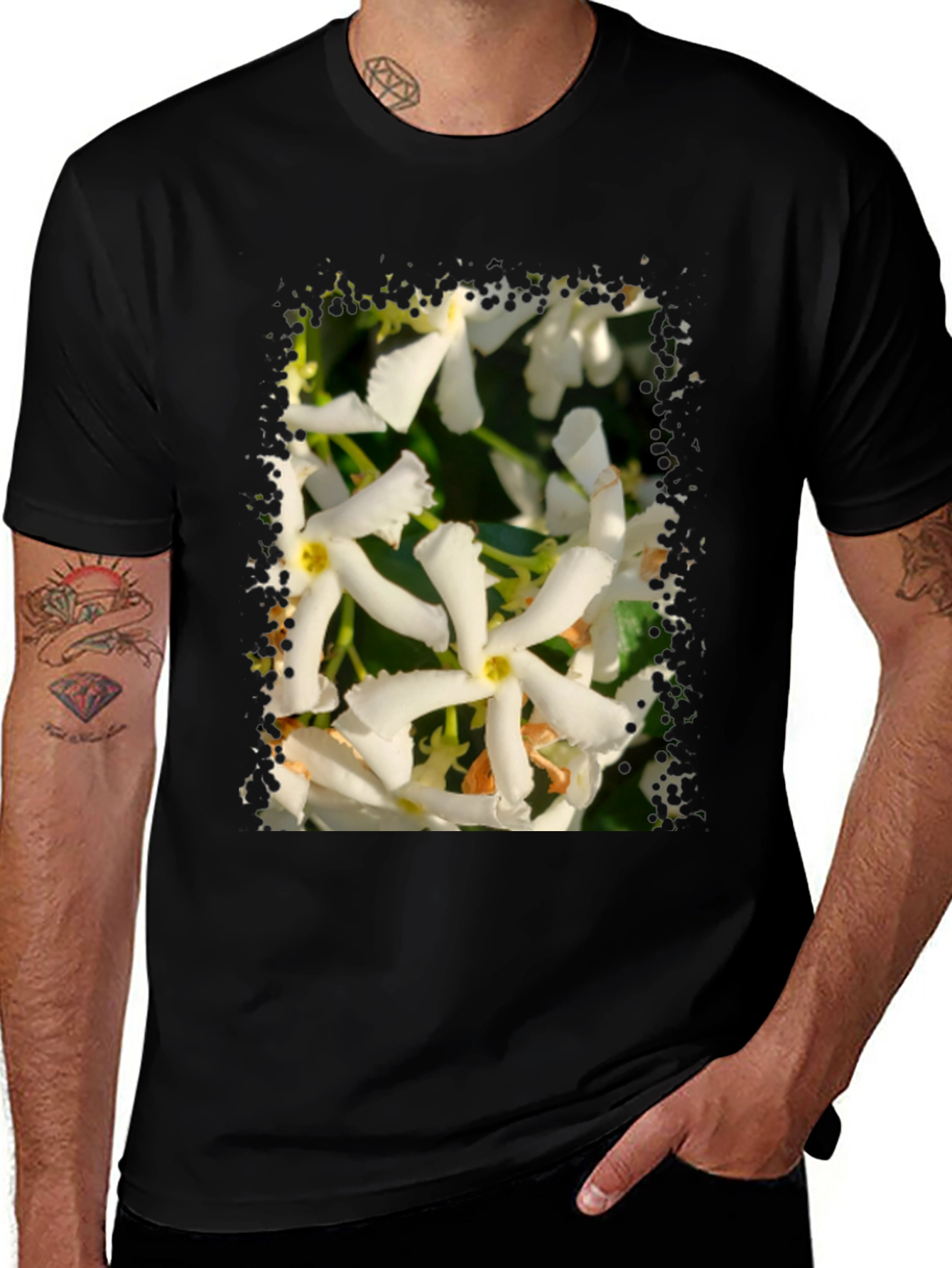 Variant 20 of Floral Print Black T-Shirt