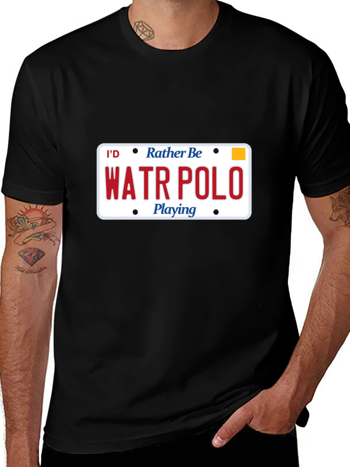 Variant 16 of Water Polo License Plate Graphic T-Shirt