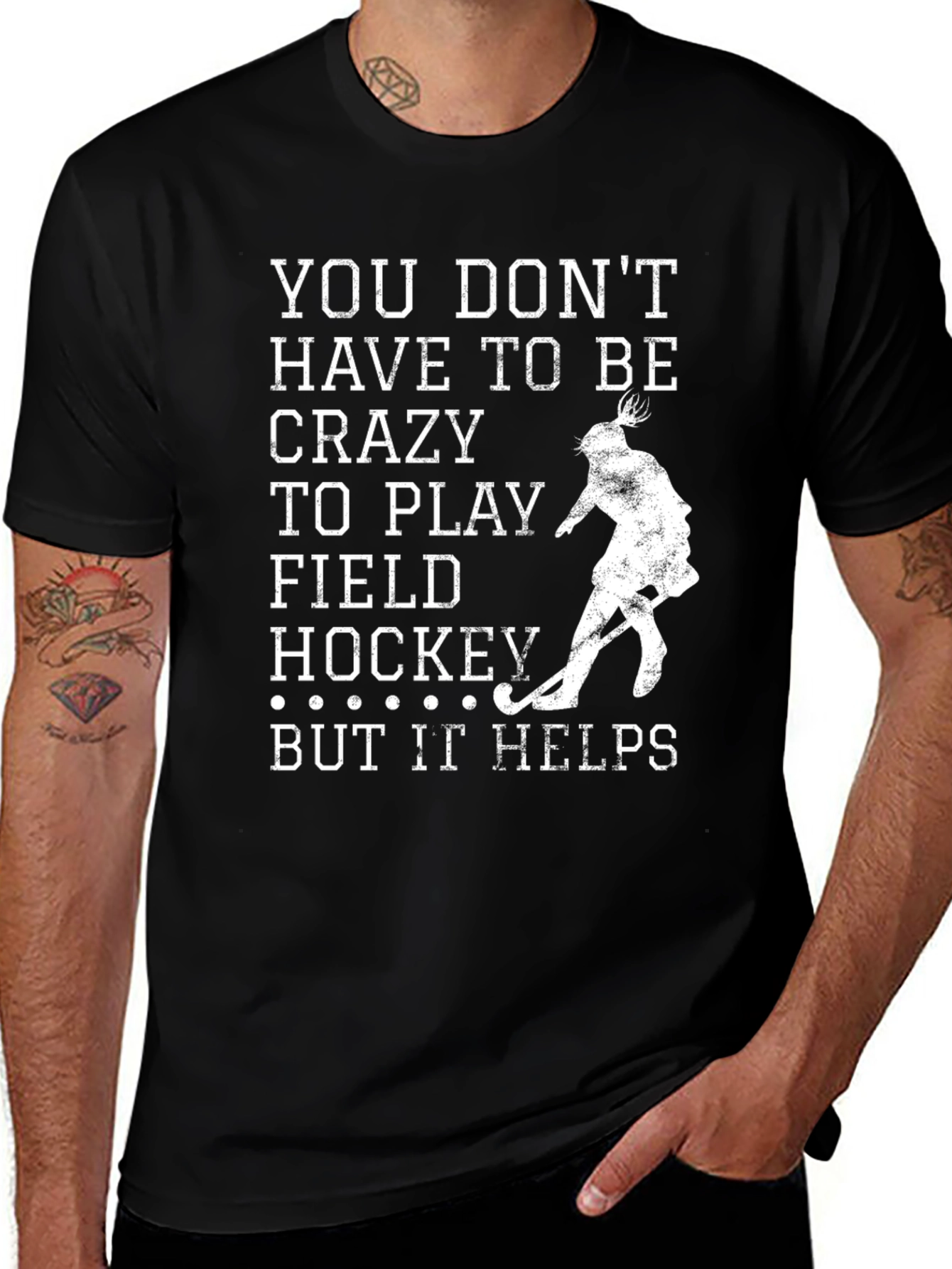 Variant 27 of Crazy Field Hockey Black T-Shirt