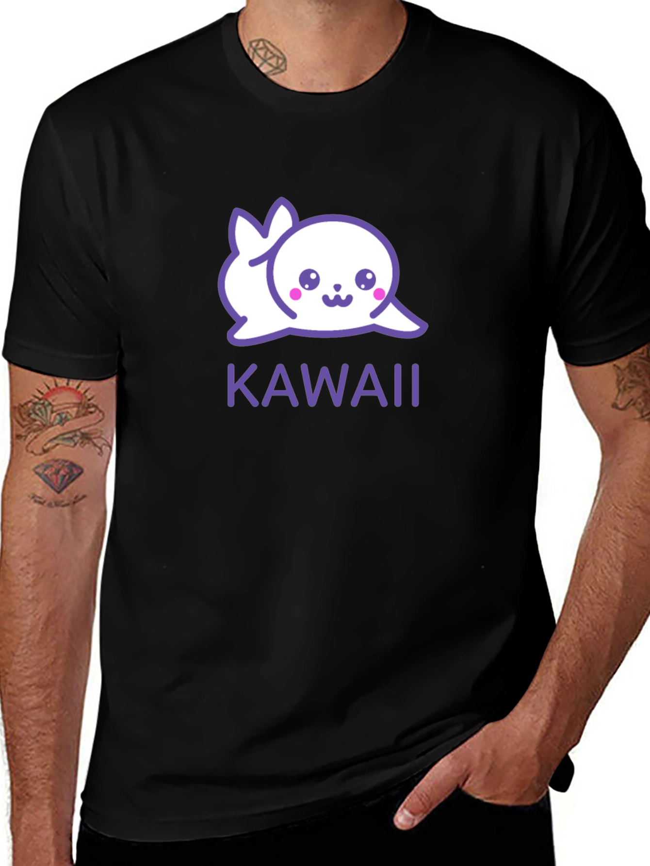 Variant 15 of Kawaii Seal Graphic Black T-Shirt - Cute & Stylish