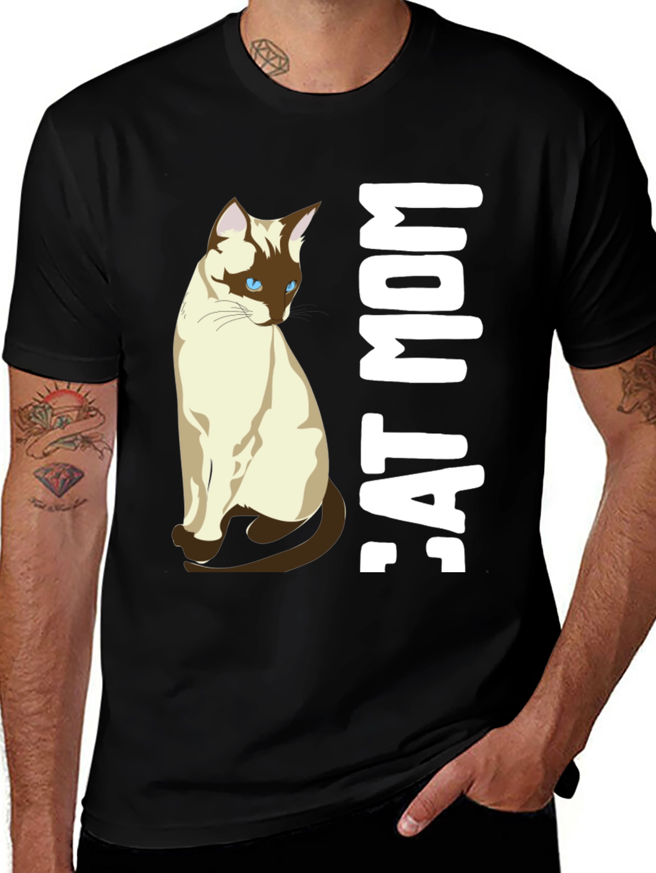 Variant 17 of Cat Mom Graphic Tee - Siamese Cat Lover Shirt