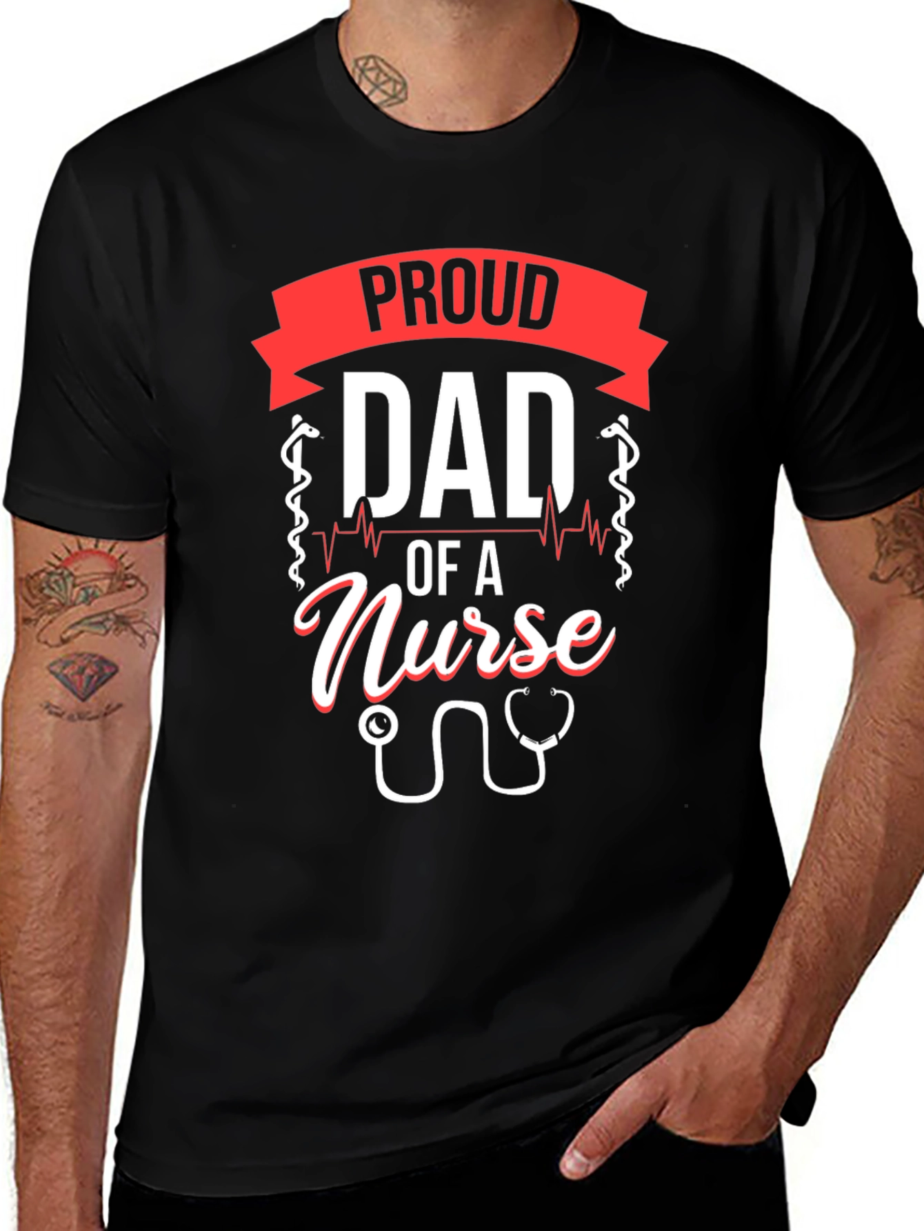Variant 24 of Proud Dad of a Nurse T-Shirt - Black