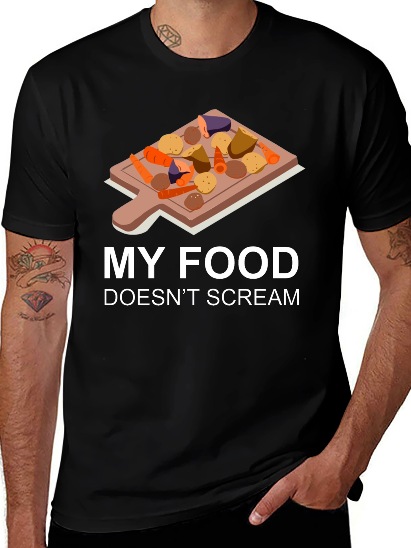 Variant 14 of My Food Doesn't Scream T-Shirt, Vegan Humor Tee