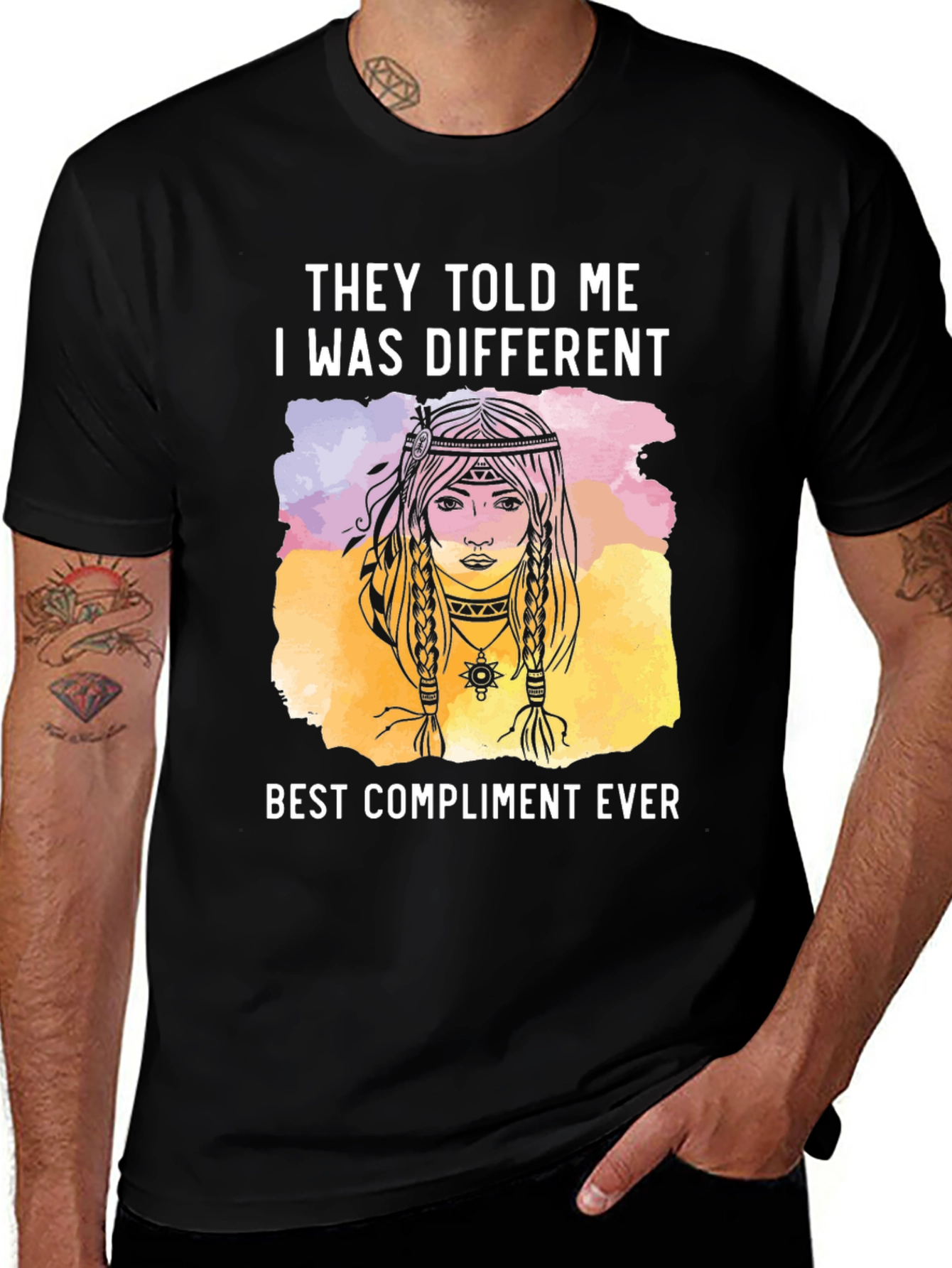 Variant 10 of Unique Boho Style Graphic Tee - They Told Me I Was Different