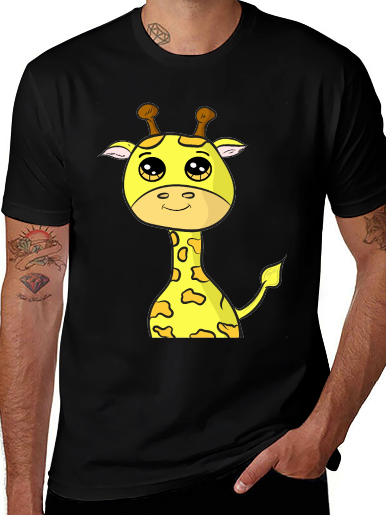Variant 20 of Cute Giraffe Graphic T-Shirt - Black