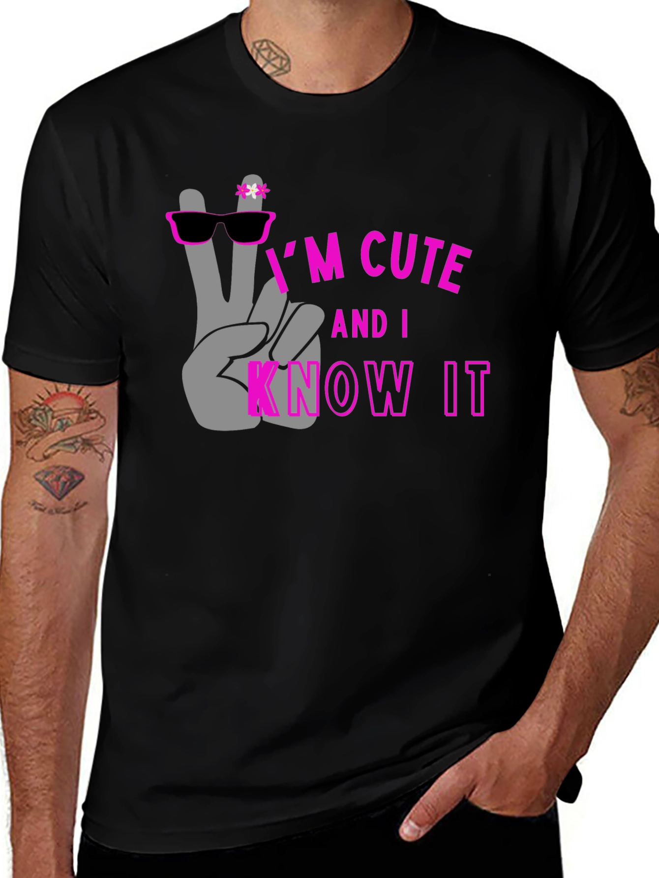 Variant 13 of Cute and I Know It Black Graphic Tee