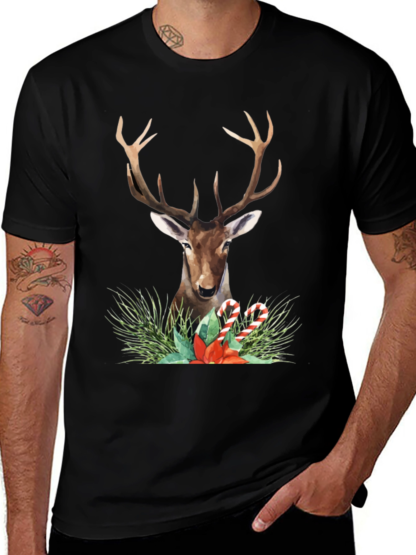 Variant 10 of Festive Deer Graphic Tee - Holiday Style