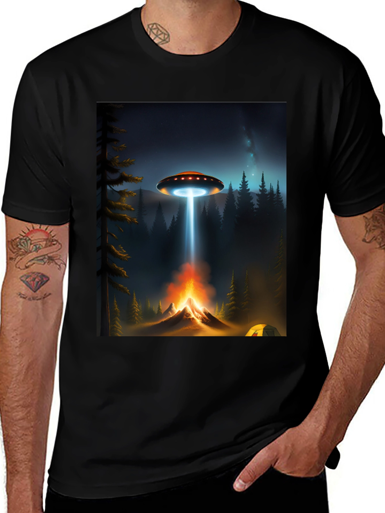 UFO Campfire T-Shirt - Sci-Fi Graphic Tee