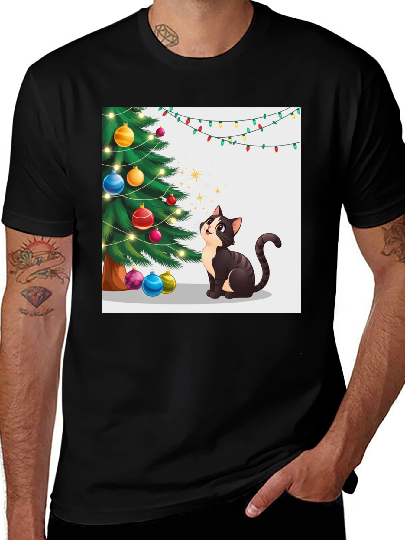 Festive Cat Christmas Tree T-Shirt