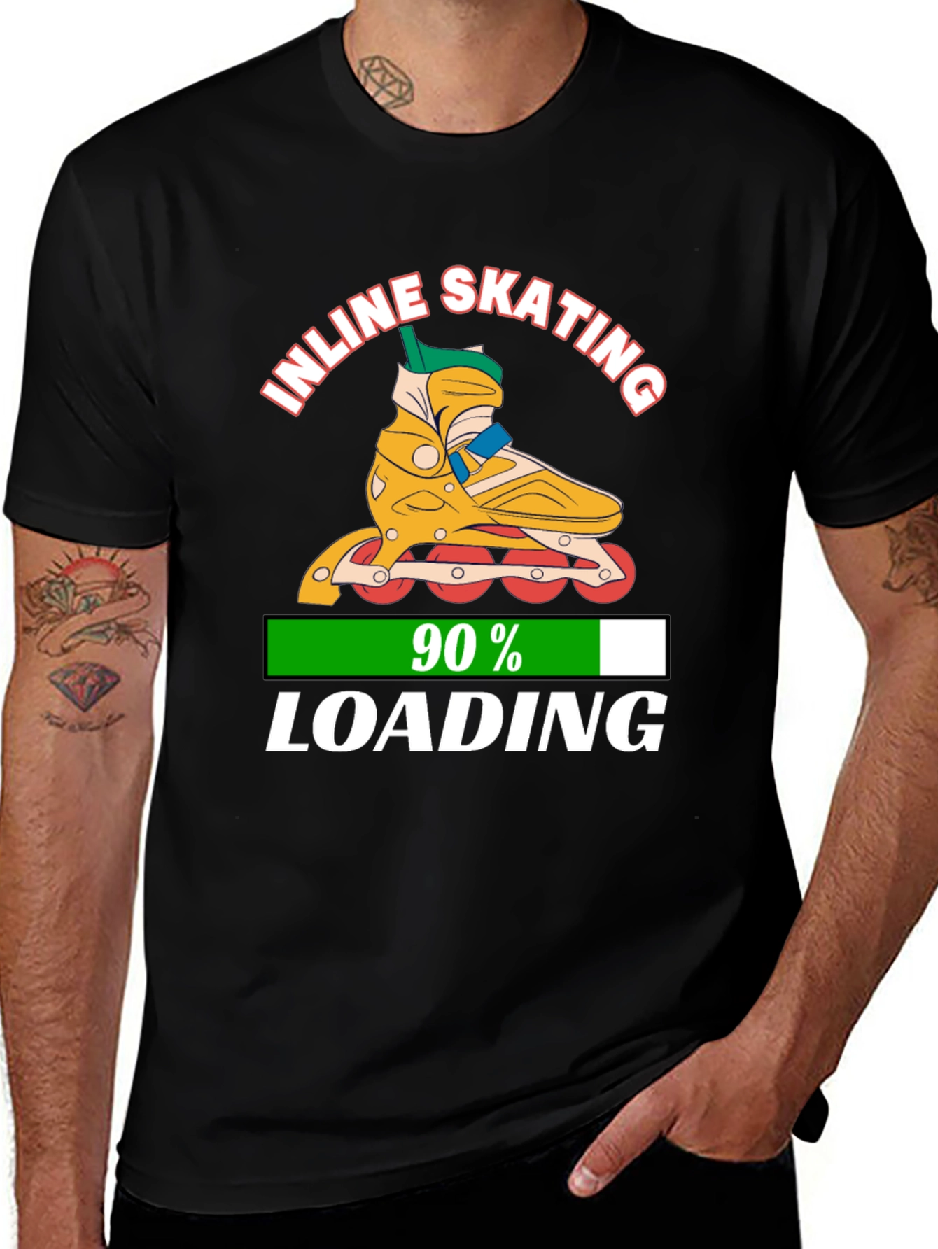 Variant 23 of Inline Skating 90% Loading Black Graphic T-Shirt