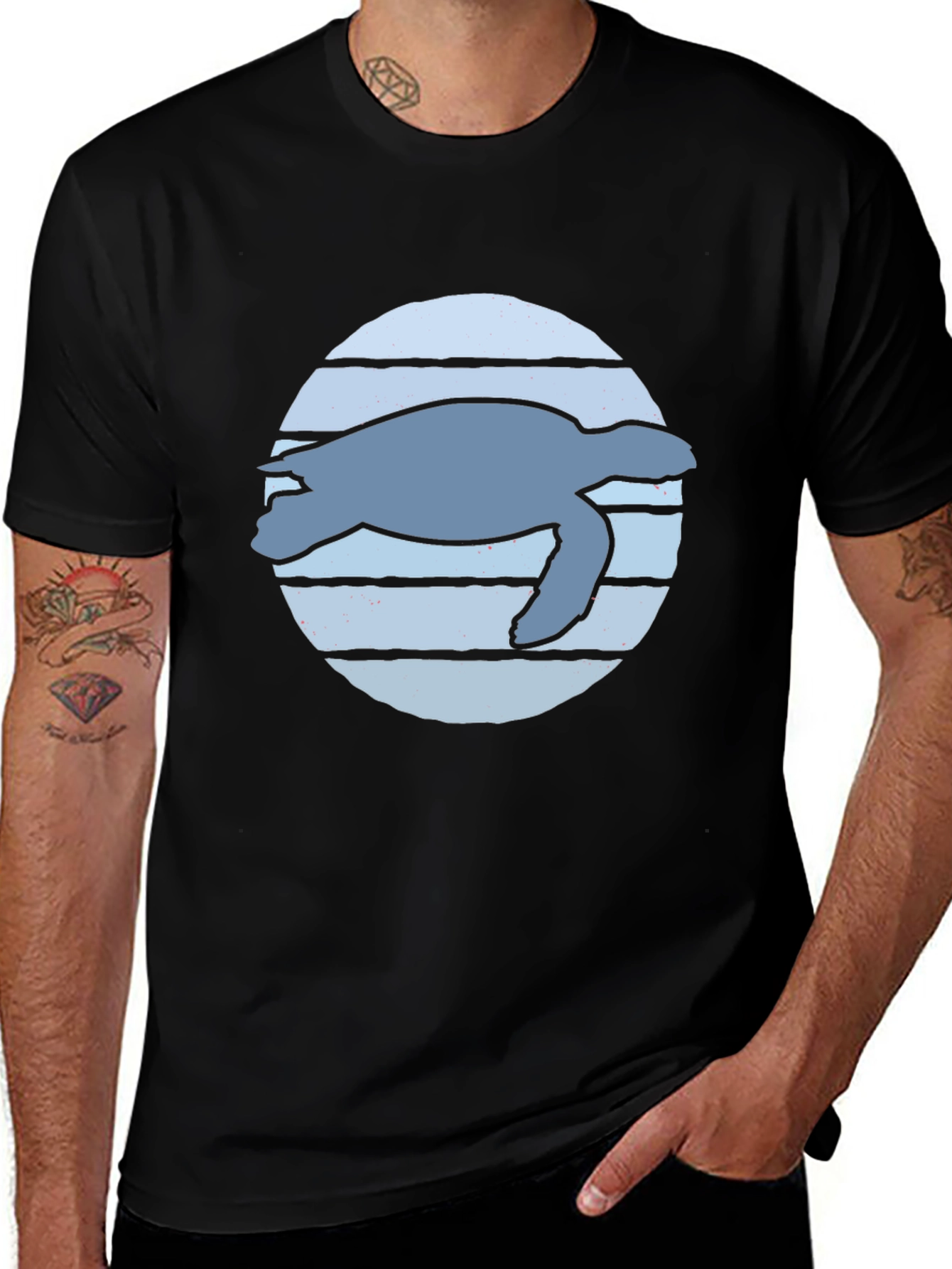 Variant 17 of Sea Turtle Graphic Tee - Black Cotton Blend Shirt