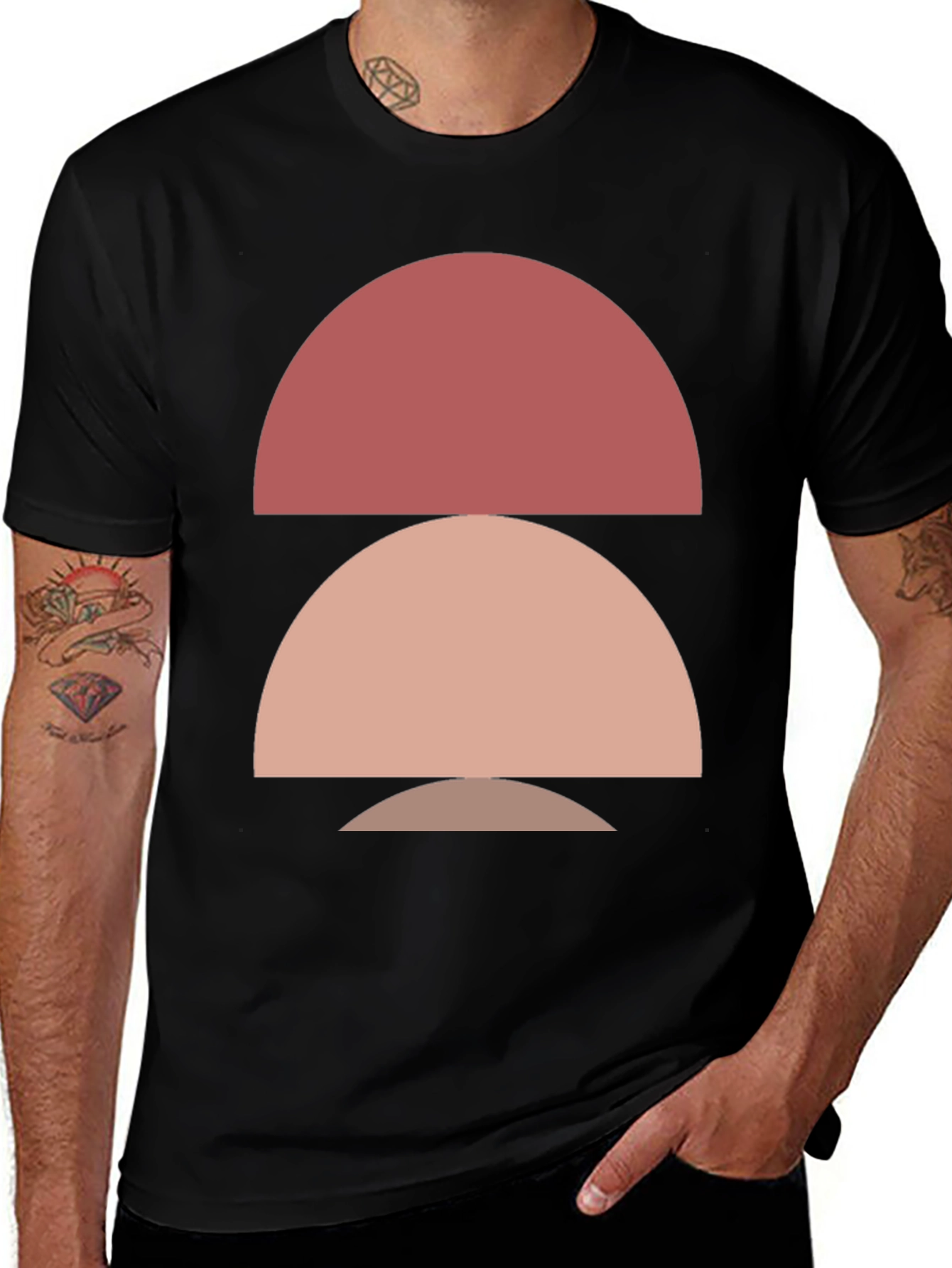 Variant 12 of Geometric Half Circle Tee - Modern Minimalist Design