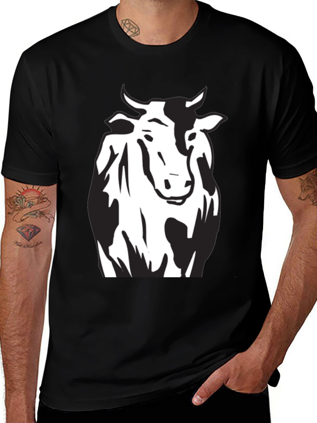 Variant 27 of Cow Graphic Black T-Shirt - Unisex Style