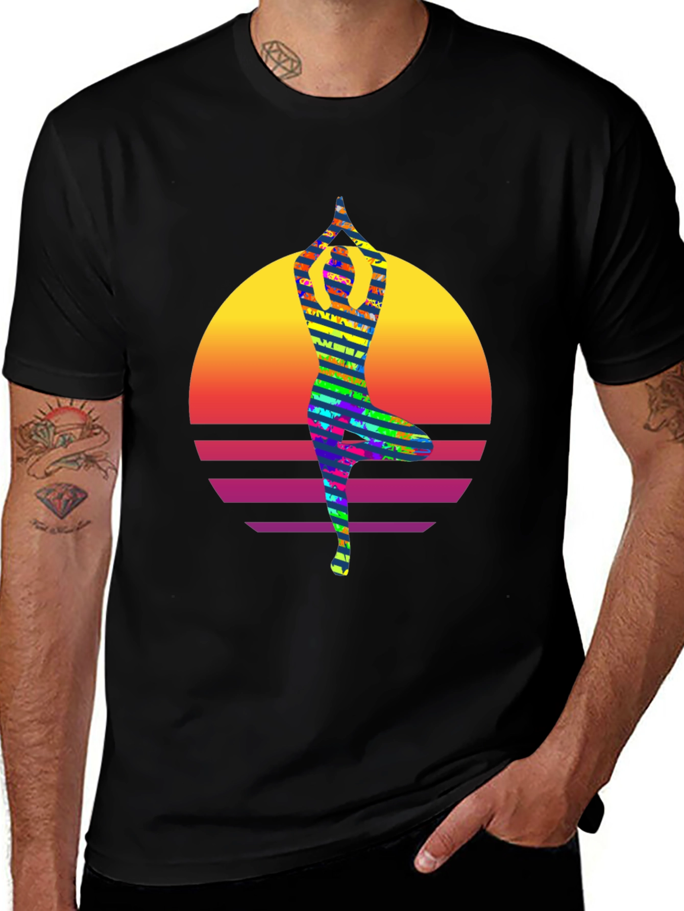Variant 16 of Retro Yoga Silhouette Graphic Tee