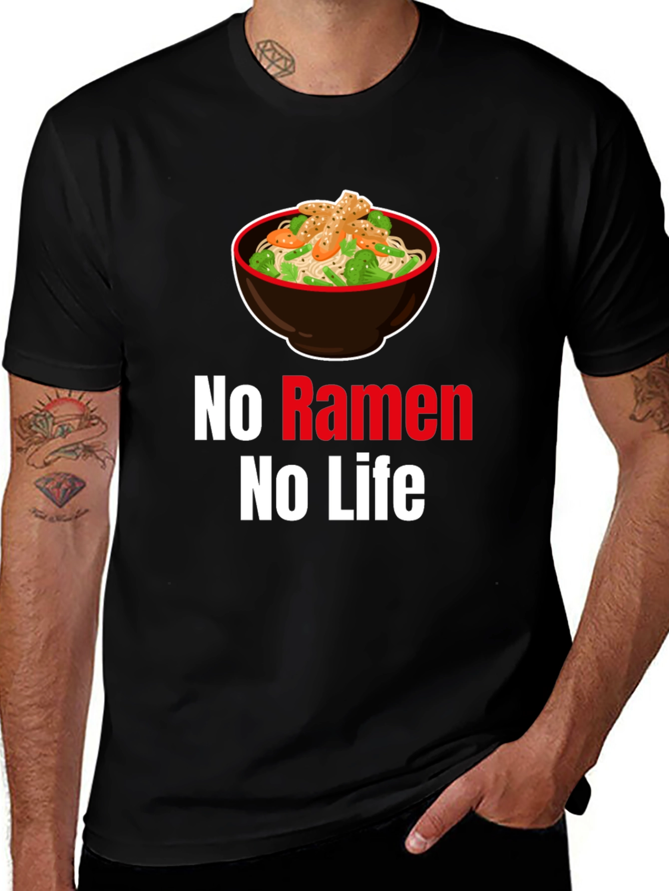 Variant 20 of No Ramen No Life Graphic Tee - Black Crew Neck