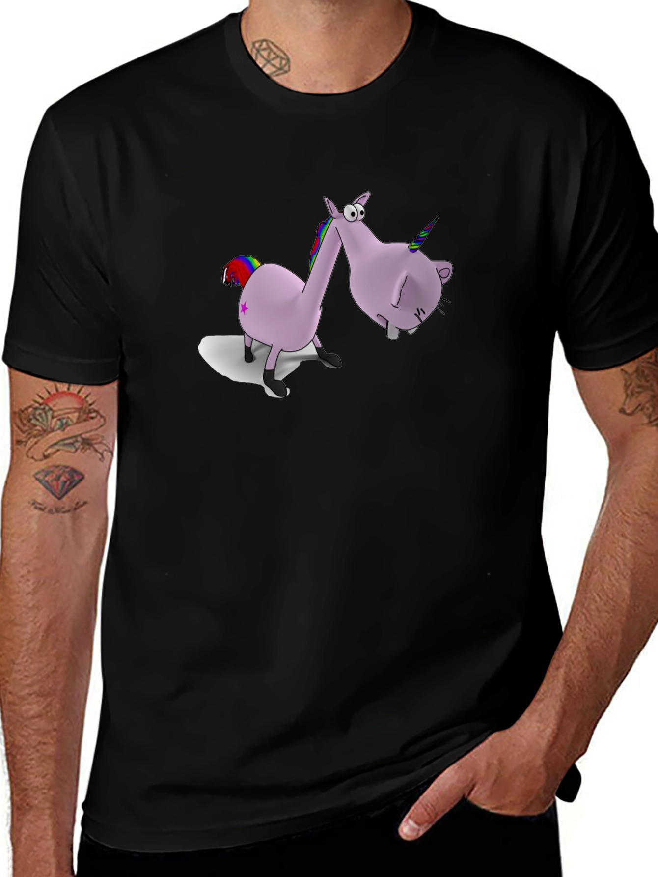 Variant 28 of Cartoon Unicorn Graphic T-Shirt - Black