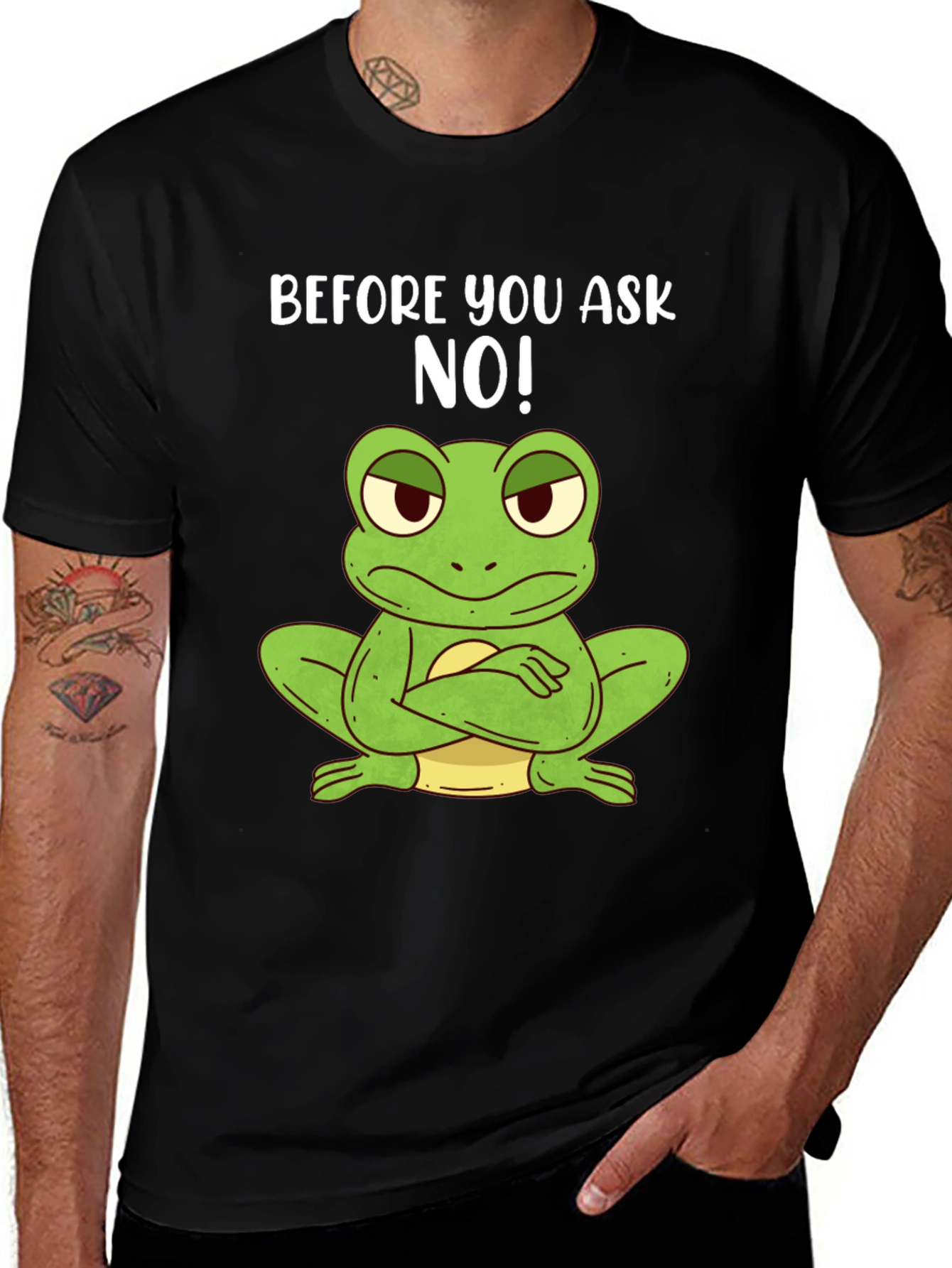 Variant 22 of Funny Frog T-Shirt - Before You Ask NO!