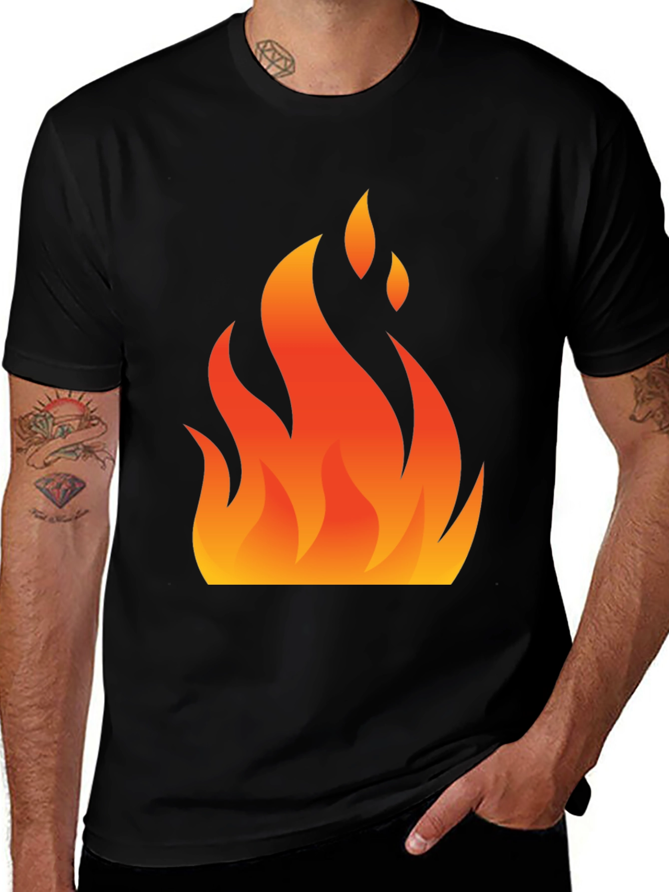 Variant 19 of Flaming Hot Graphic Tee - Black Cotton Blend Shirt