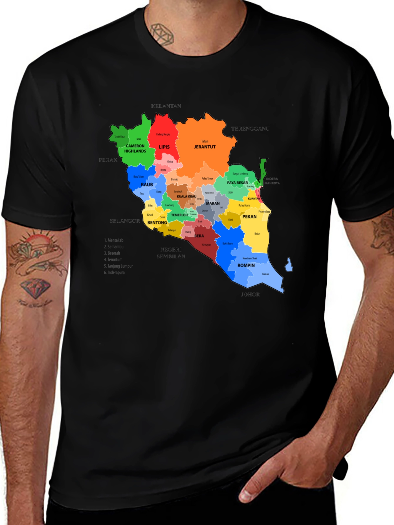 Malaysia Map T-Shirt - Black