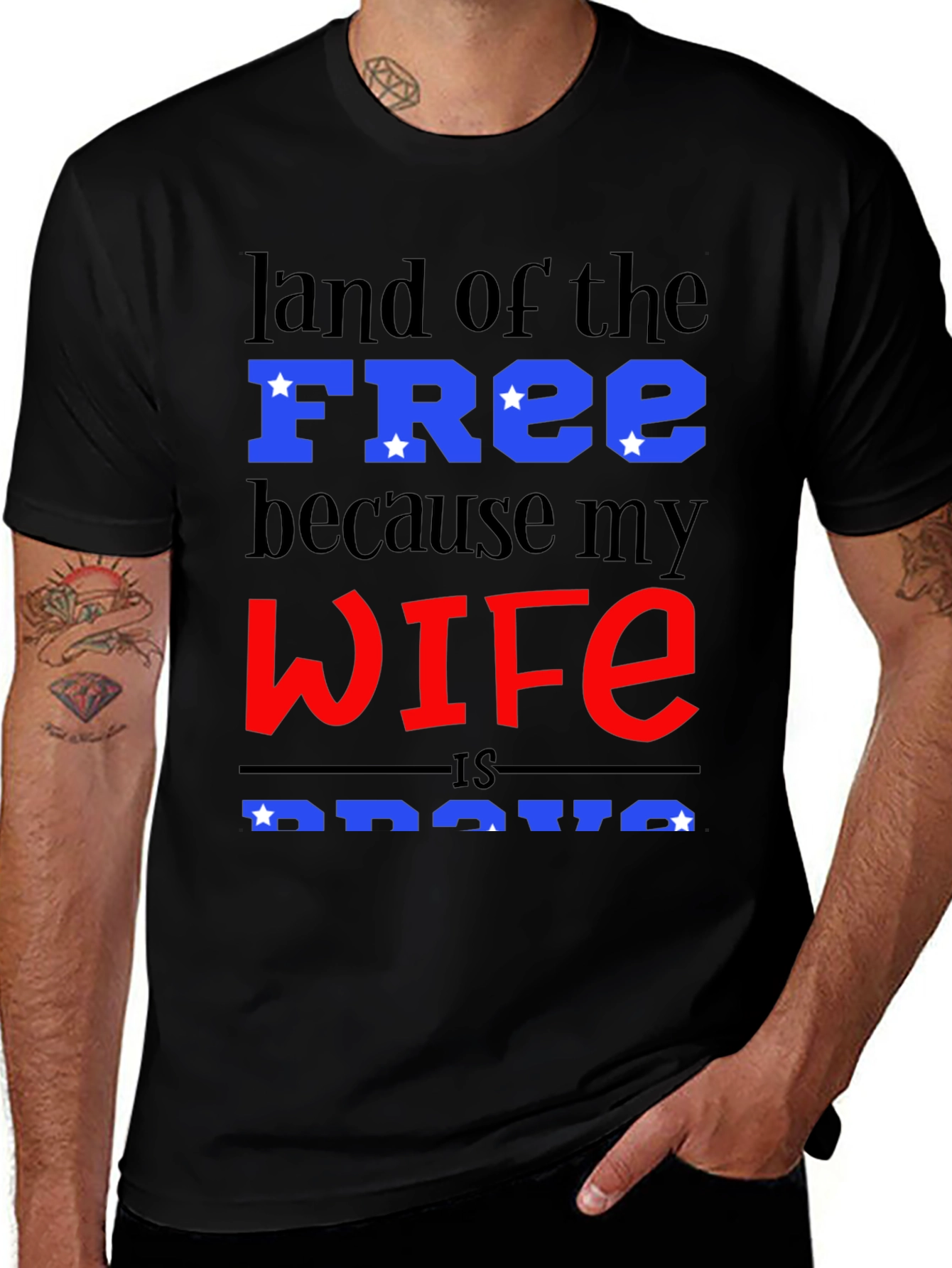 Variant 16 of Land of the Free T-Shirt - Wife is Brave