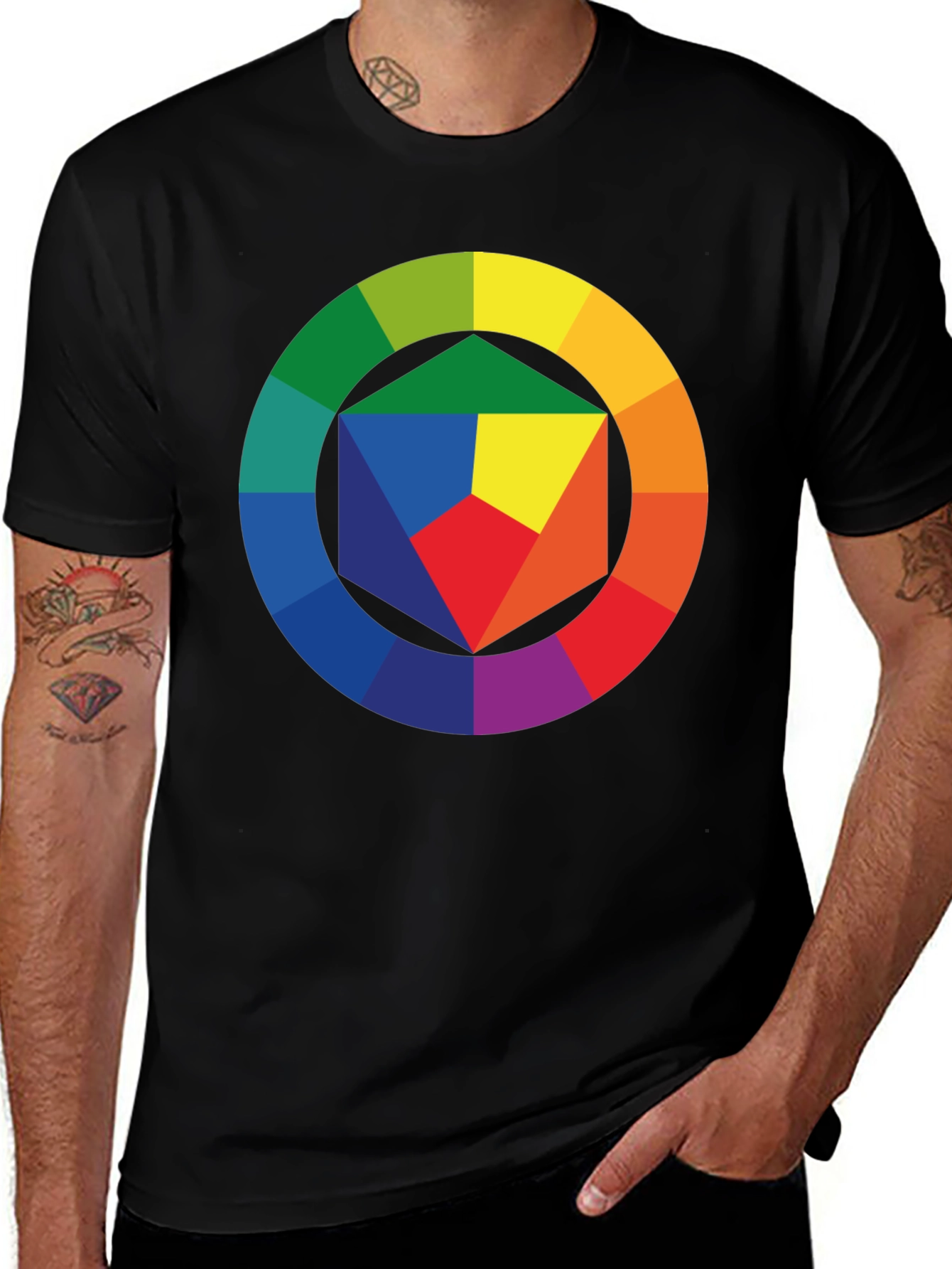 Variant 5 of Colorful Circle Graphic Black T-Shirt