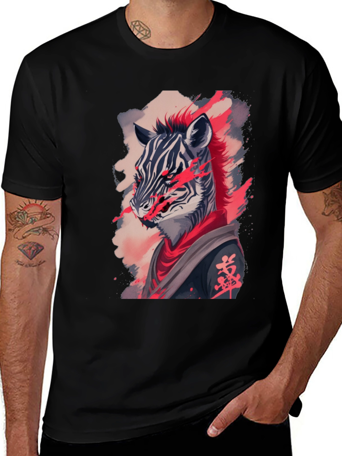 Variant 9 of Zebra Samurai Graphic T-Shirt - Unique Animal Warrior Design