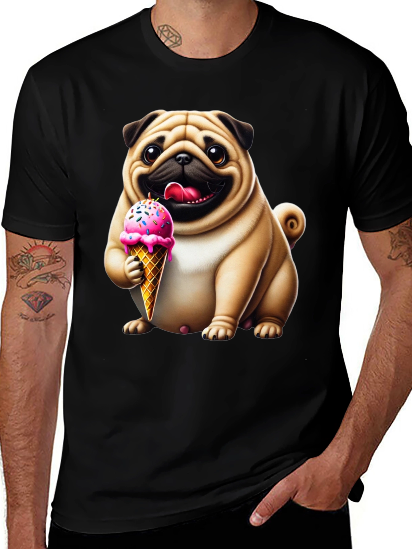 Variant 20 of Pug Ice Cream T-Shirt - Adorable Dog Tee