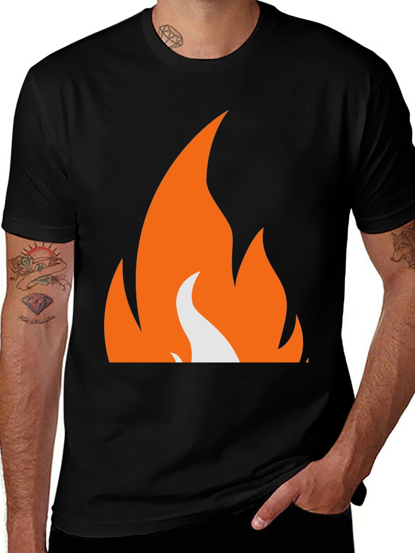 Variant 16 of Flame Graphic Tee - Black Cotton Casual Shirt